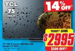 The Good Guys 75" C8K Premium QD-Mini LED offer