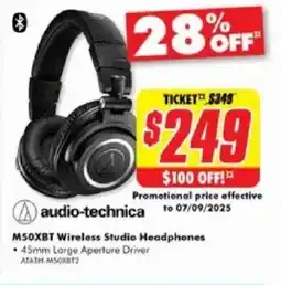 The Good Guys M50XBT Wireless Studio Headphones offer