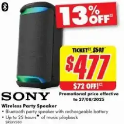 The Good Guys Sony wireless party speaker offer