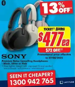 The Good Guys Sony premium noise cancelling headphones offer
