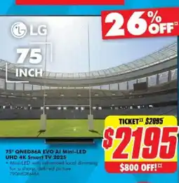 The Good Guys 75" qned86a evo ai mini-led uhd 4k smart tv 2025 offer