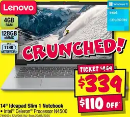 JB Hi-Fi 14" Ideapad Slim 1 Notebook offer