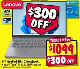 JB Hi-Fi 14" IdeaPad Slim 3 Notebook offer