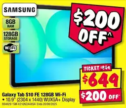 JB Hi-Fi Galaxy Tab S10 FE 128GB Wi-Fi offer
