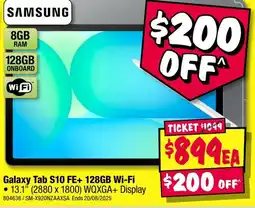 JB Hi-Fi Galaxy Tab S10 FE+ 128GB Wi-Fi offer