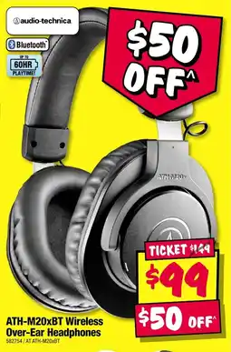 JB Hi-Fi ATH-M20XBT Wireless Over-Ear Headphones offer