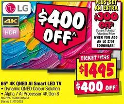 JB Hi-Fi 65" 4K QNED AI Smart LED offer