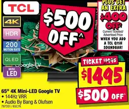 JB Hi-Fi 65" 4K Mini-LED Google TV offer