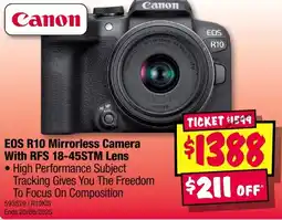 JB Hi-Fi EOS R10 Mirrorless Camera With RFS 18-45STM Lens offer