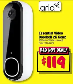 JB Hi-Fi Essential Video Doorbell 2K Gen2 offer