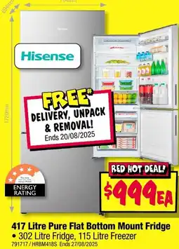 JB Hi-Fi Pure Flat Bottom Mount Fridge offer