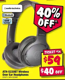 JB Hi-Fi ATH-S220BT Wireless Over Ear Headphones offer