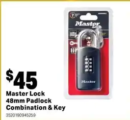 Mitre 10 Master Lock 48mm Padlock Combination & Key offer
