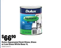 Mitre 10 Dulux Aquanamel Semi Gloss, Gloss or Low Gloss White Base offer