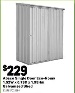 Mitre 10 Absco Single Door Eco-Nomy Galvanised Shed offer