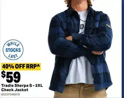 Mitre 10 Tradie Sherpa S - 2XL Check Jacket offer