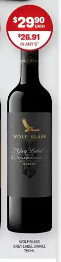 Harry Brown Wolf blass grey label shiraz offer