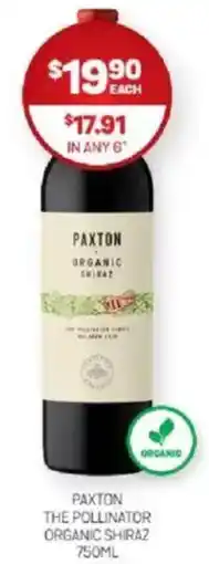 Harry Brown Paxton the pollinator organic shiraz offer