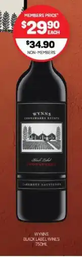 Harry Brown Wynns black label wines offer