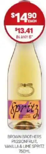 Harry Brown Brown brothers passionfruit, vanilla & lime spritz offer