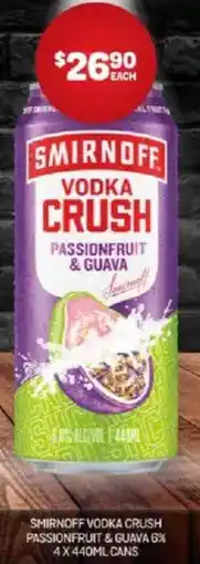 Harry Brown Smirnoff vodka crush passionfruit & guava offer