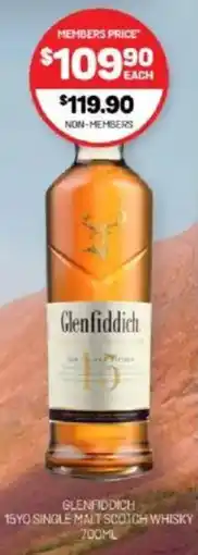 Harry Brown Glenfiddich 15yo single malt scotch whisky offer