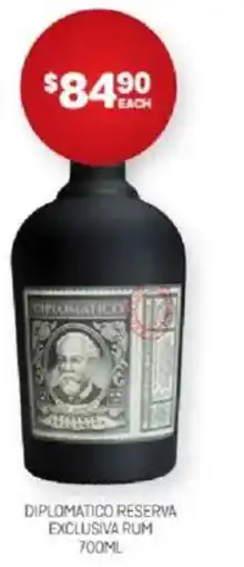 Harry Brown Diplomatico reserva exclusiva rum offer