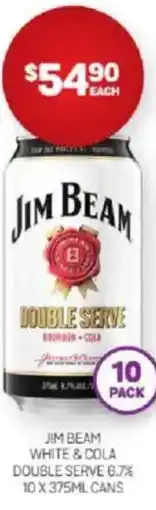 Harry Brown Jim beam white & cola double serve offer
