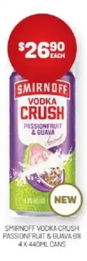 Harry Brown Smirnoff vodka crush passionfruit & guava offer