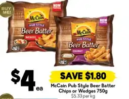 Drakes McCain Pub Style Beer Batter Chips or Wedges offer