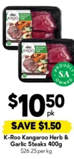 Drakes K-Roo Kangaroo Herb & Garlic Steaks offer