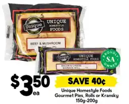 Drakes Unique Homestyle Foods Gourmet Pies, Rolls or Kransky offer