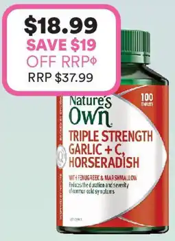 Priceline Nature's Own Triple Strength Garlic + C Horseradish offer
