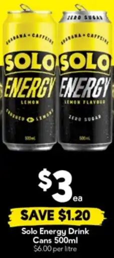 Drakes Solo Energy Drink Cans offer