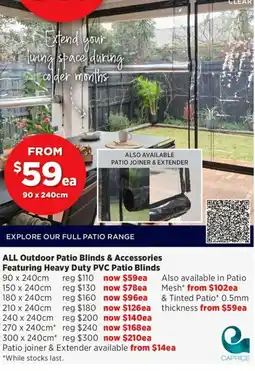 Spotlight ALL Outdoor Patio Blinds & Accessories Featuring Heavy Duty PVC Patio Blinds offer