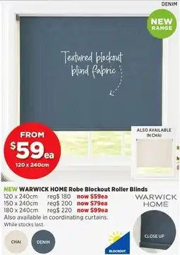 Spotlight WARWICK HOME Robe Blockout Roller Blinds offer