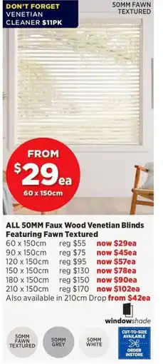 Spotlight ALL 50MM Faux Wood Venetian Blinds Featuring Fawn Textured offer