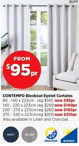 Spotlight CONTEMPO Blockout Eyelet Curtains offer