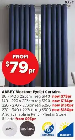 Spotlight ABBEY Blockout Eyelet Curtains offer