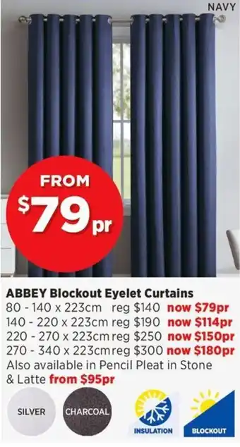 Spotlight ABBEY Blockout Eyelet Curtains offer