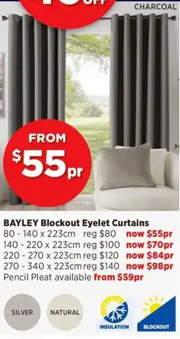 Spotlight BAYLEY Blockout Eyelet Curtains offer