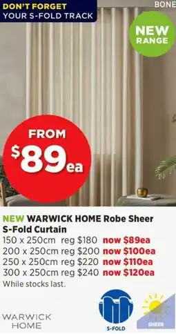 Spotlight WARWICK HOME Robe Sheer S-Fold Curtain offer