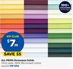 Spotlight ALL PRIMA Homespun Solids offer