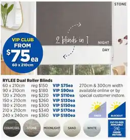 Spotlight RYLEE Dual Roller Blinds 60 x 210 cm offer