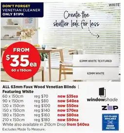 Spotlight ALL 63mm Faux Wood Venetian Blinds 60 x 150 cm offer