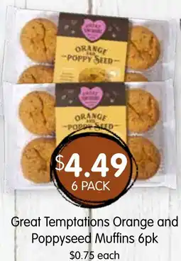 Spudshed Great Temptations Orange and Poppyseed Muffins offer