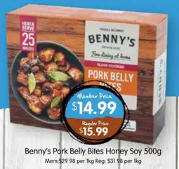 Spudshed Benny's Pork Belly Bites Honey Soy offer