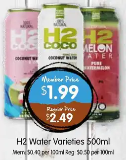 Spudshed H2 Water Varieties offer