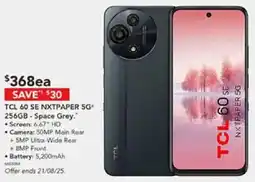 Harvey Norman TCL 60 SE NXTPAPER 5G 256GB Space Grey offer