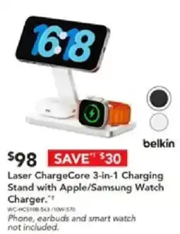 Harvey Norman Laser ChargeCore 3-in-1 Charging Stand with Apple and Samsung Watch Charger offer
